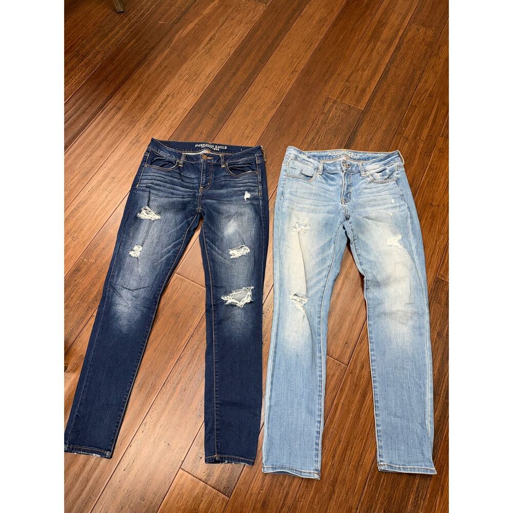 American Eagle distressed skinny jeans Jegging 10 LOT OF 2